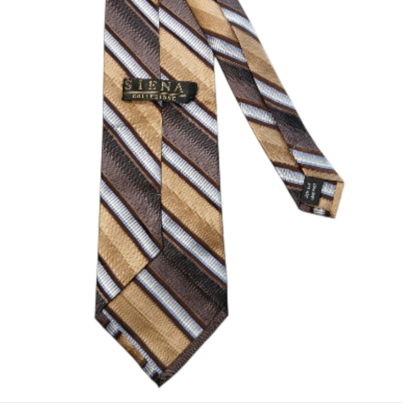 Siena Collezione Brown / White Striped Tie Repp - Picture 2 of 4